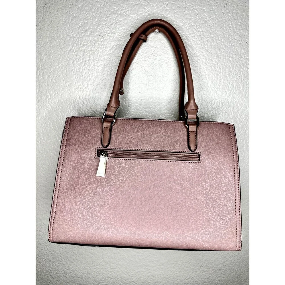 Gramercy & Grand Satchel Bag Womens Medium Pink Faux Leather Vegan Zip Purse